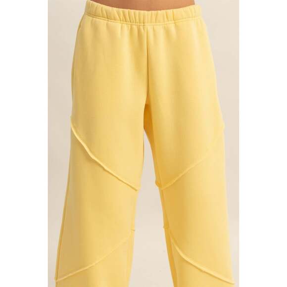 Yellow Terry Cotton Wide Leg Sweat Pants - Picture 4 of 6